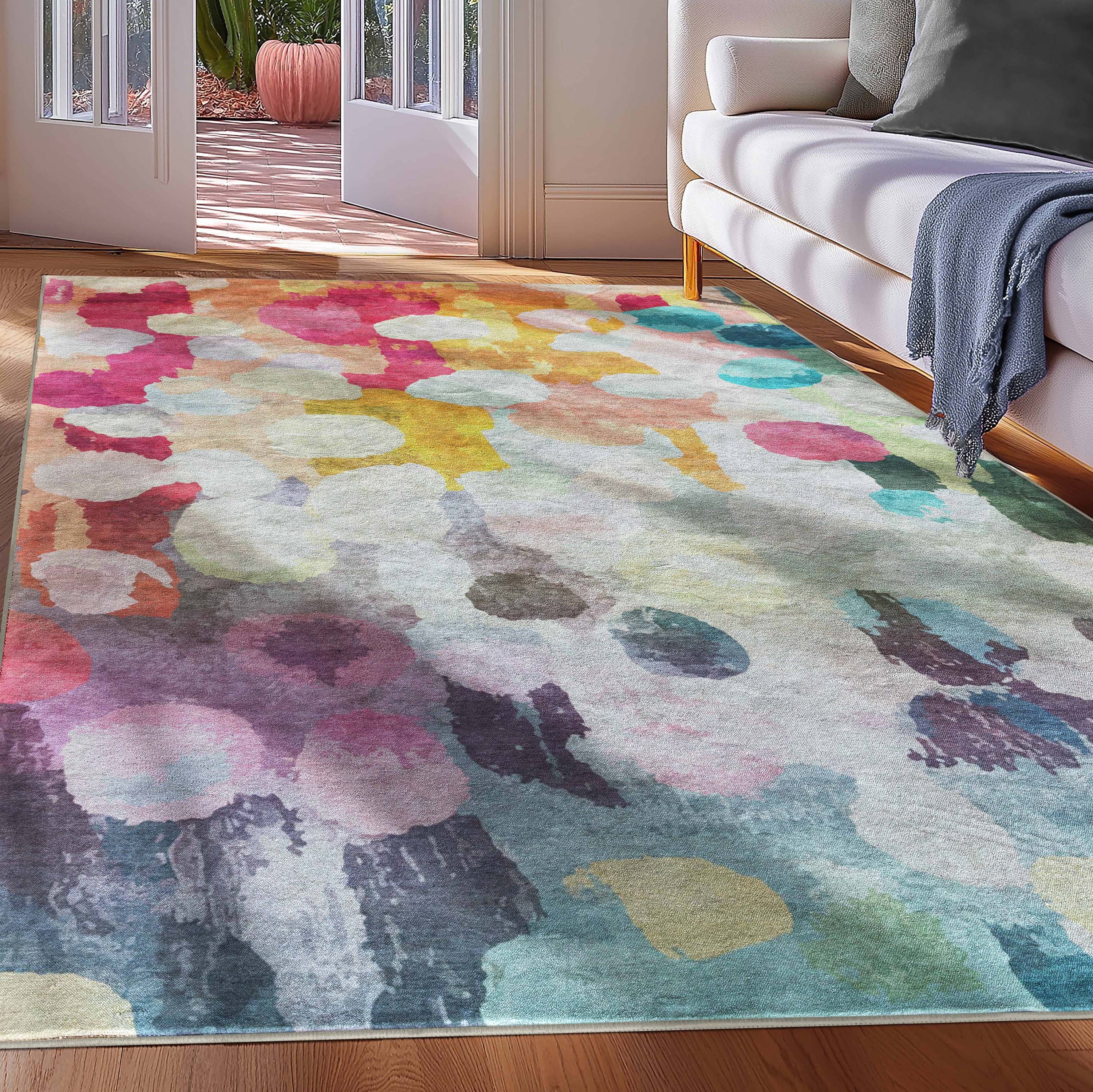 Apollo Galets d’Aquarelle – Abstract Watercolor & Pebble Flat Woven Multicolor Rug