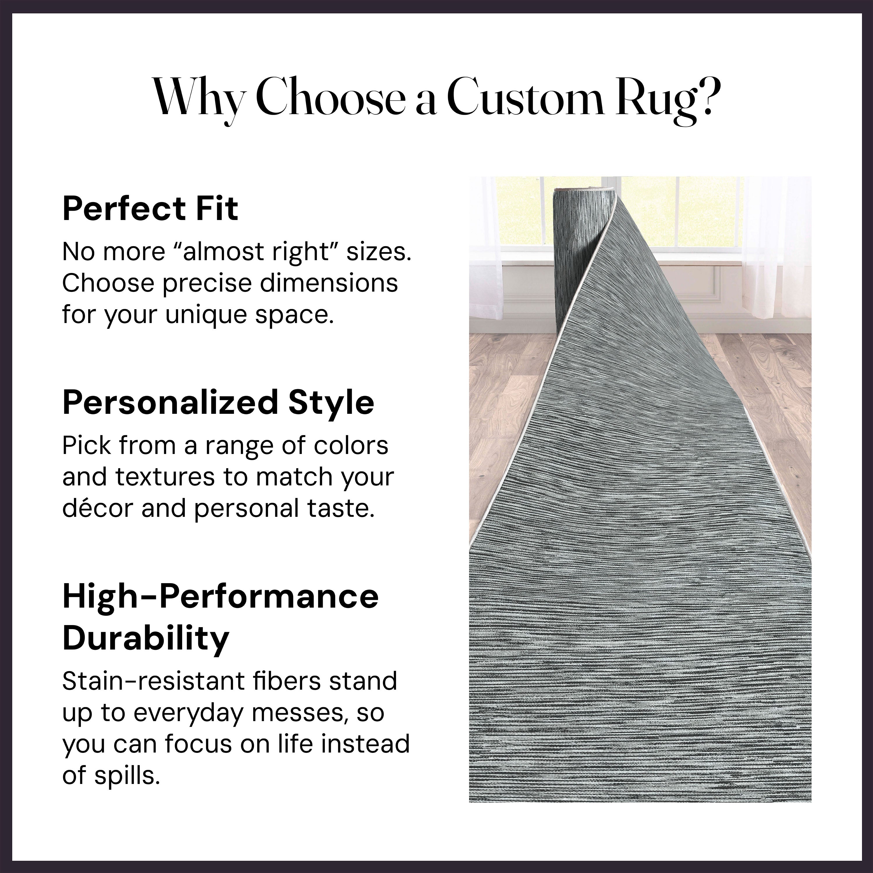 Custom Size Runner Striations Modern Striped Fogstone Pewter Choose Your Width x Choose Your Length Hallway Runner Rug