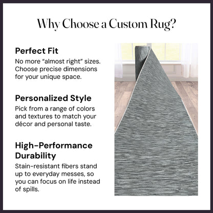 Custom Size Runner Striations Modern Striped Fogstone Pewter Choose Your Width x Choose Your Length Hallway Runner Rug