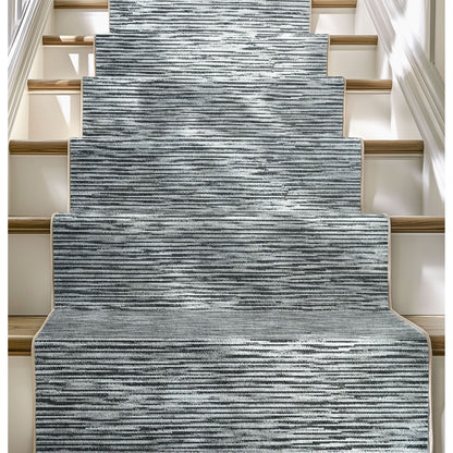 Custom Size Runner Striations Modern Striped Fogstone Pewter Choose Your Width x Choose Your Length Hallway Runner Rug