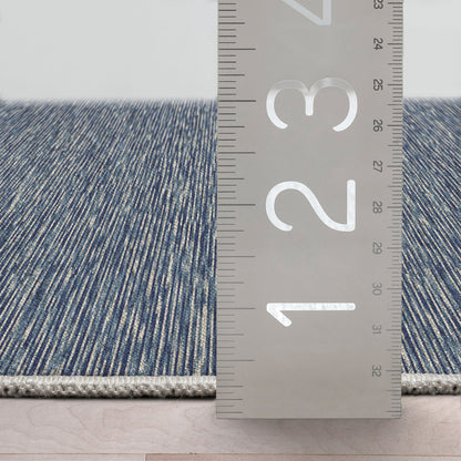 Custom Size Runner Striations Modern Striped Blue Fog Choose Your Width x Choose Your Length Hallway Runner Rug