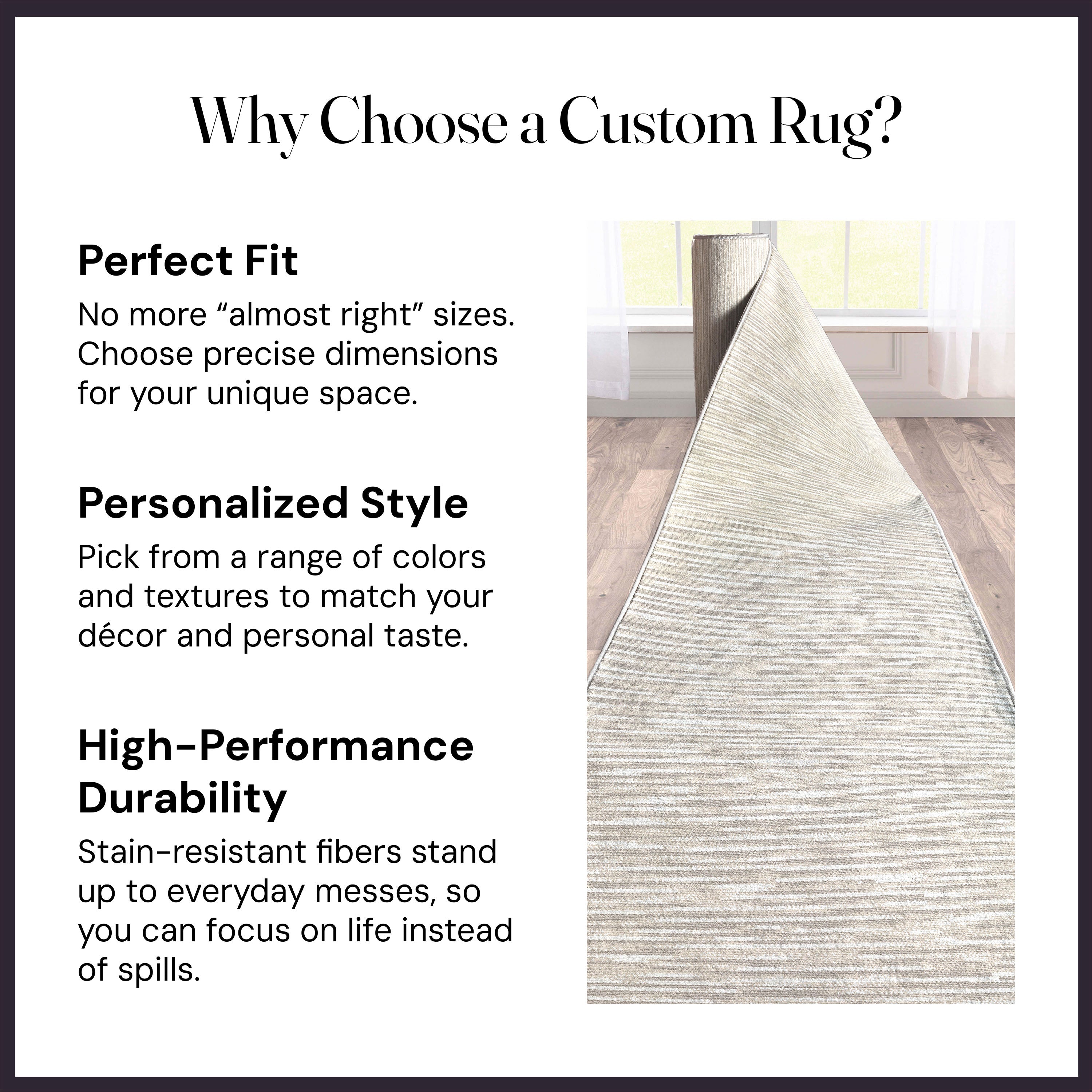 Custom Size Runner Striations Modern Striped Sandstone Elegance Choose Your Width x Choose Your Length Hallway Runner Rug