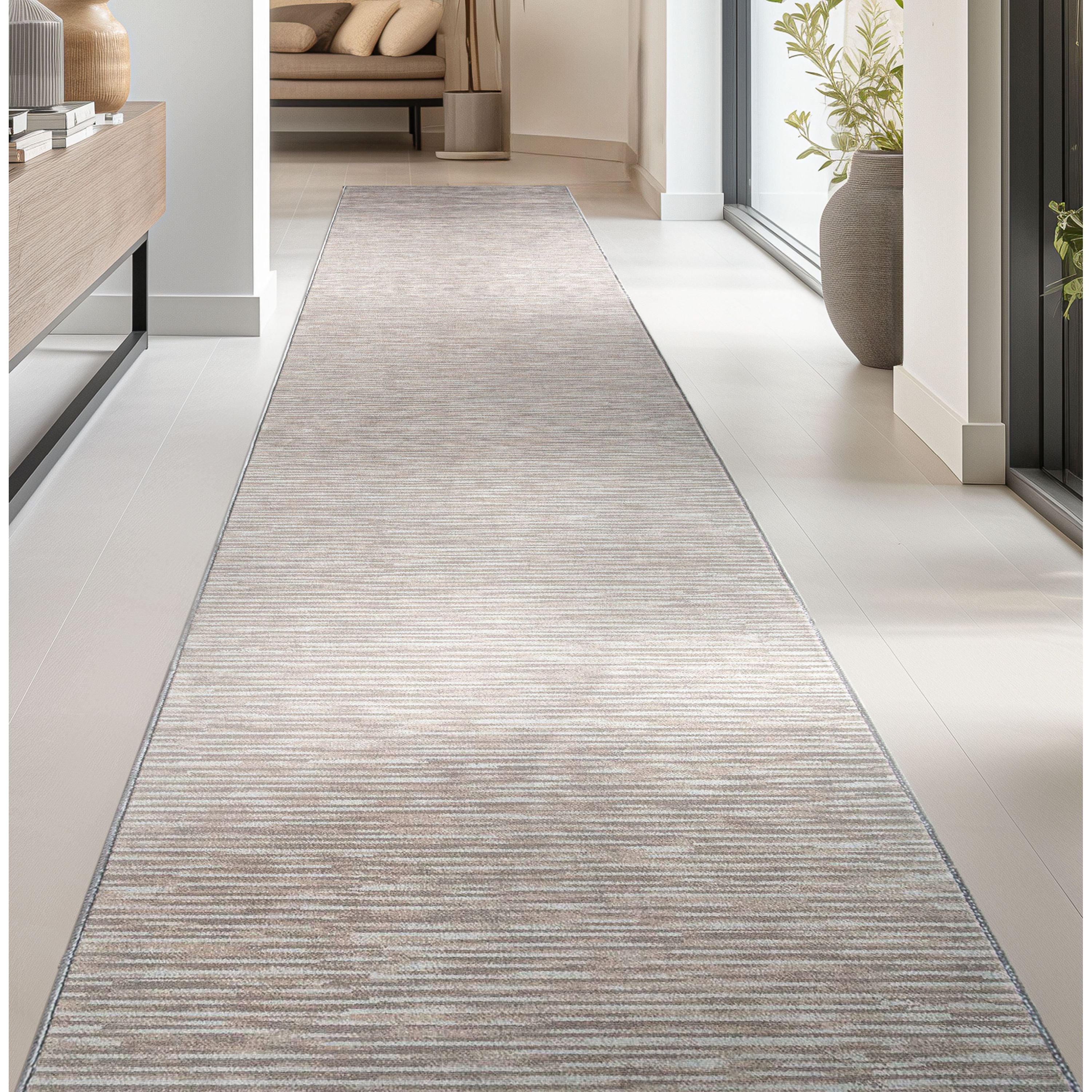 Custom Size Runner Striations Modern Striped Sandstone Elegance Choose Your Width x Choose Your Length Hallway Runner Rug