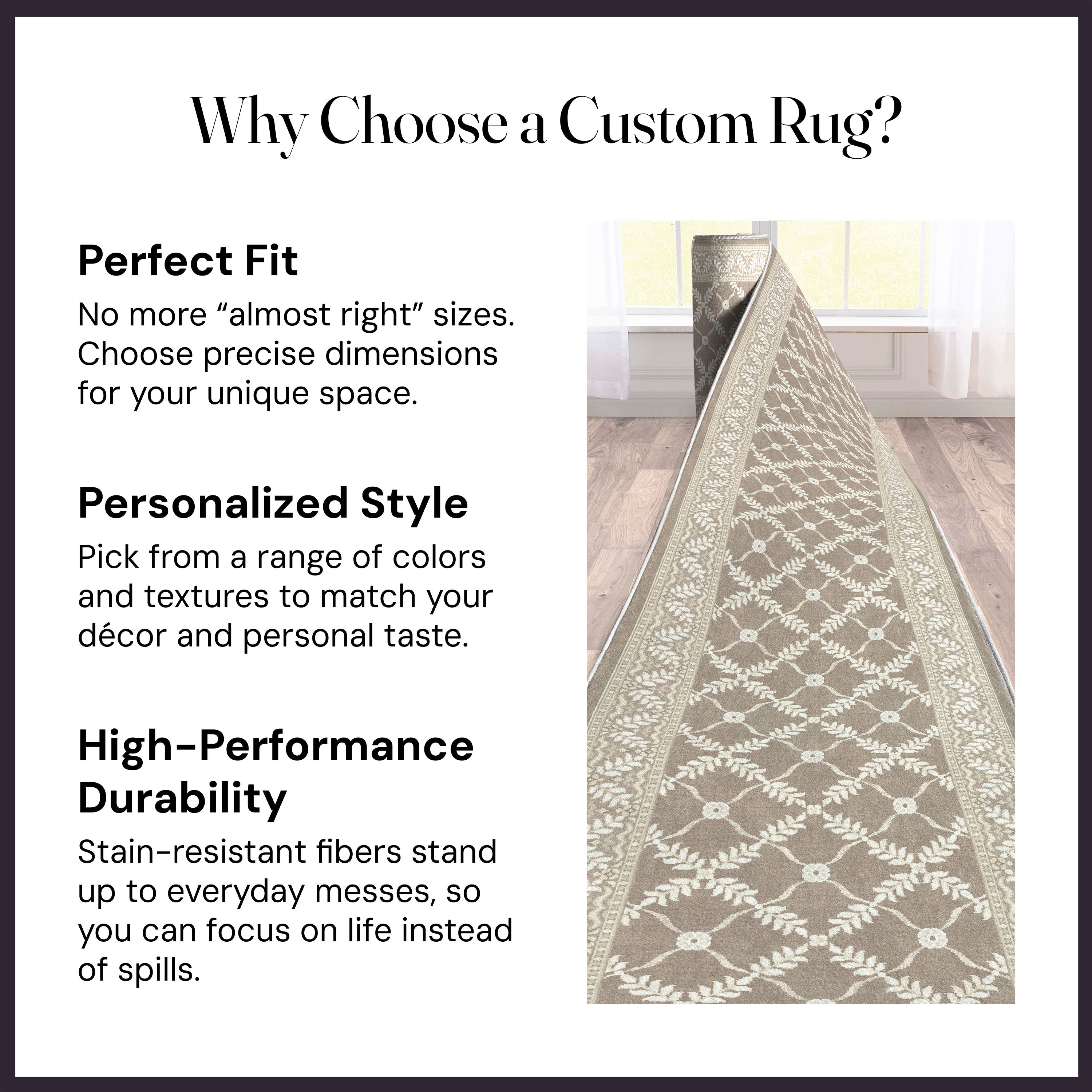 Custom Size Runner Regency Lattice Desert Drift Choose Your Width x Choose Your Length Hallway Runner Rug