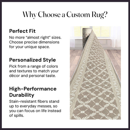 Custom Size Runner Regency Lattice Desert Drift Choose Your Width x Choose Your Length Hallway Runner Rug