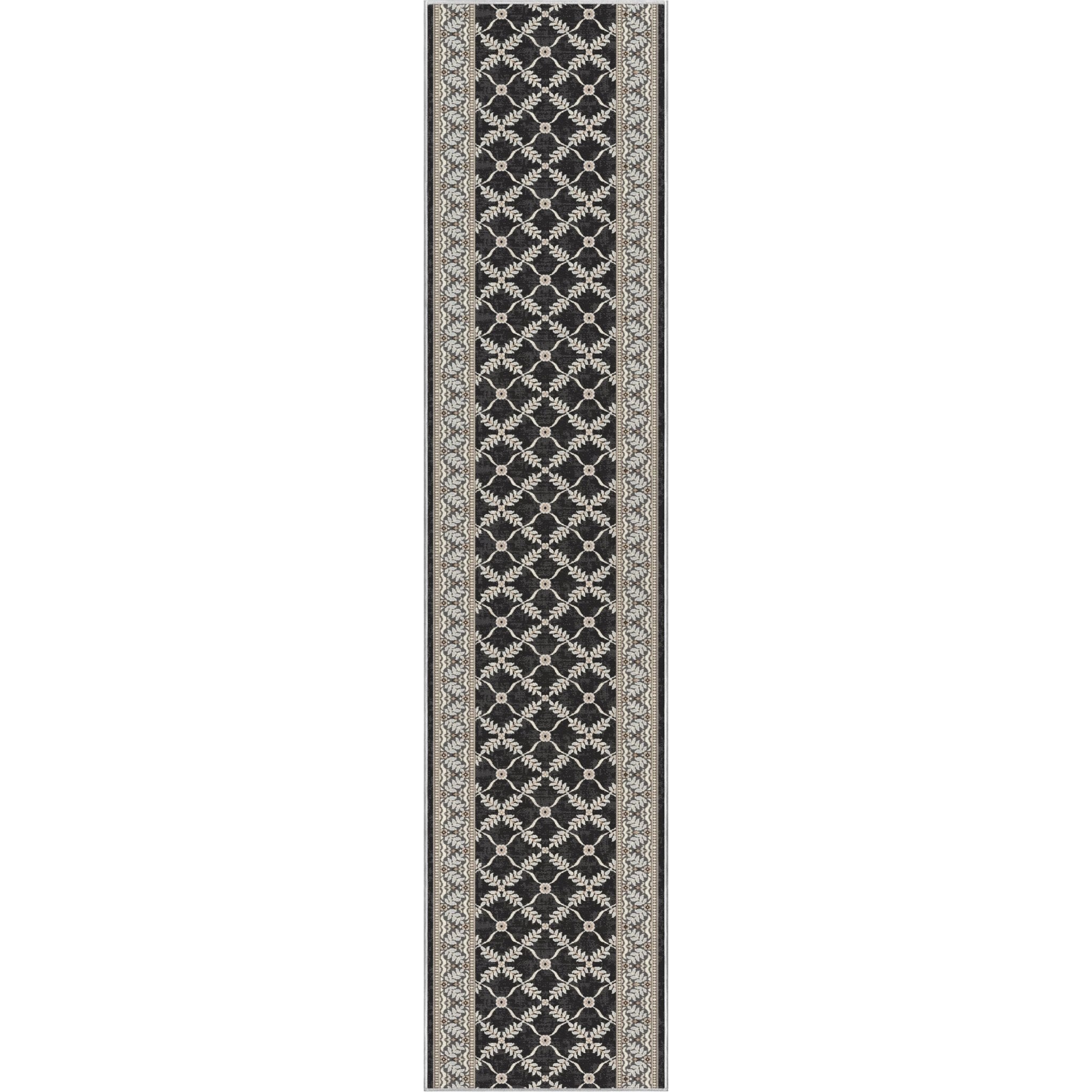 Custom Size Runner Regency Lattice Midnight Ash Choose Your Width x Choose Your Length Hallway Runner Rug Well Woven