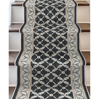 Custom Size Runner Regency Lattice Midnight Ash Choose Your Width x Choose Your Length Hallway Runner Rug