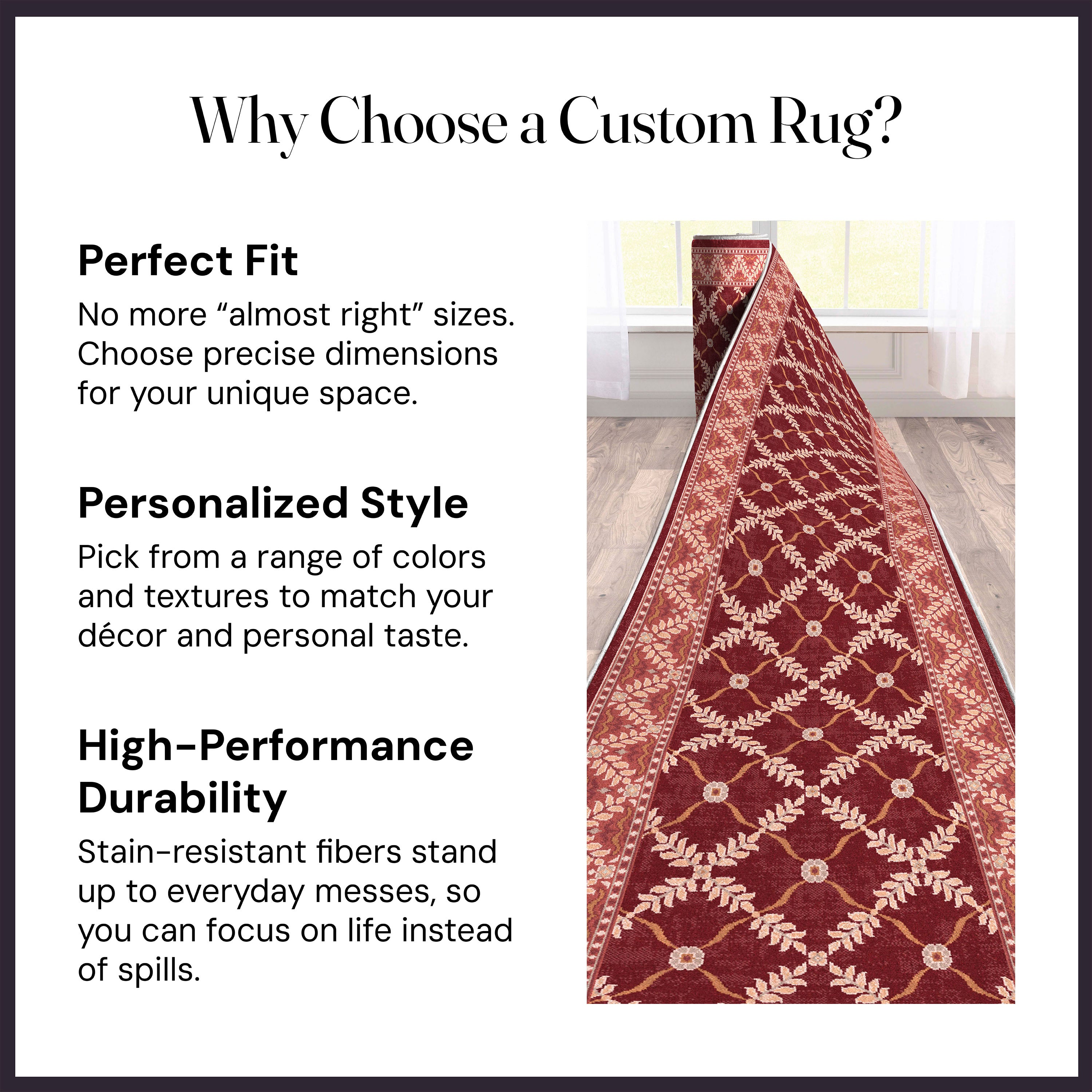 Custom Size Runner Regency Lattice Ruby Ember Choose Your Width x Choose Your Length Hallway Runner Rug