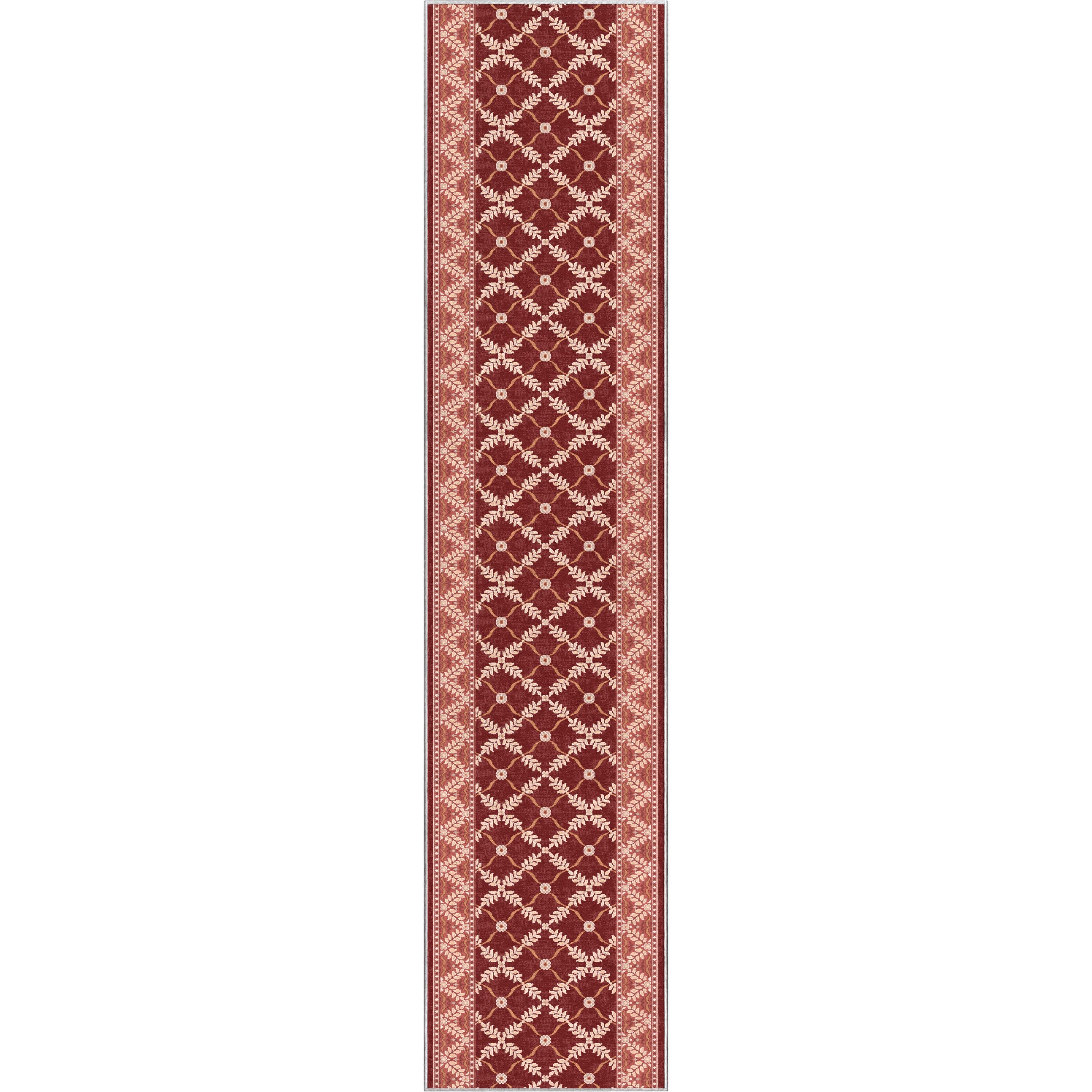 Custom Size Runner Regency Lattice Ruby Ember Choose Your Width x Choose Your Length Hallway Runner Rug