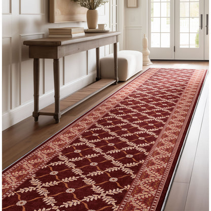 Custom Size Runner Regency Lattice Ruby Ember Choose Your Width x Choose Your Length Hallway Runner Rug