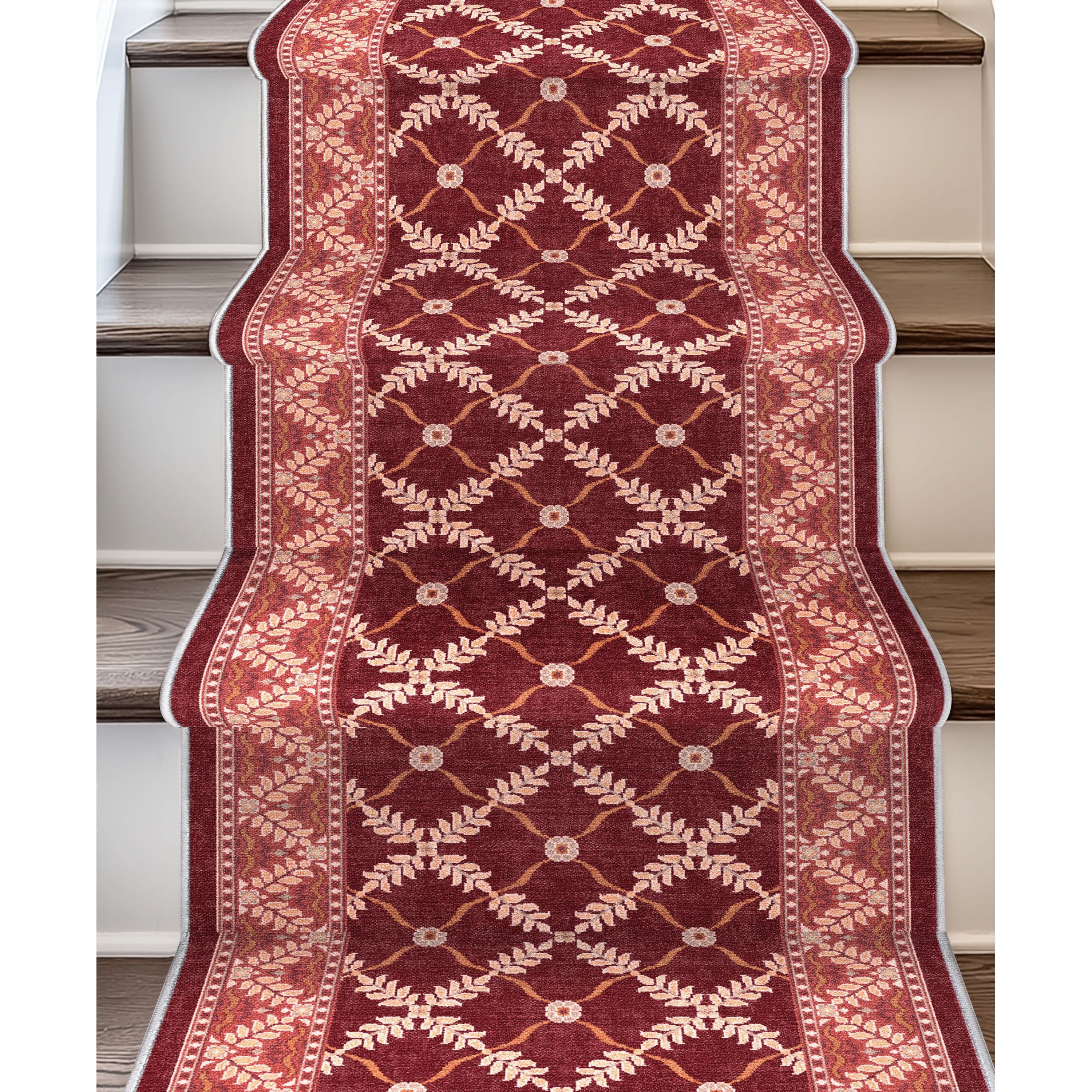 Custom Size Runner Regency Lattice Ruby Ember Choose Your Width x Choose Your Length Hallway Runner Rug