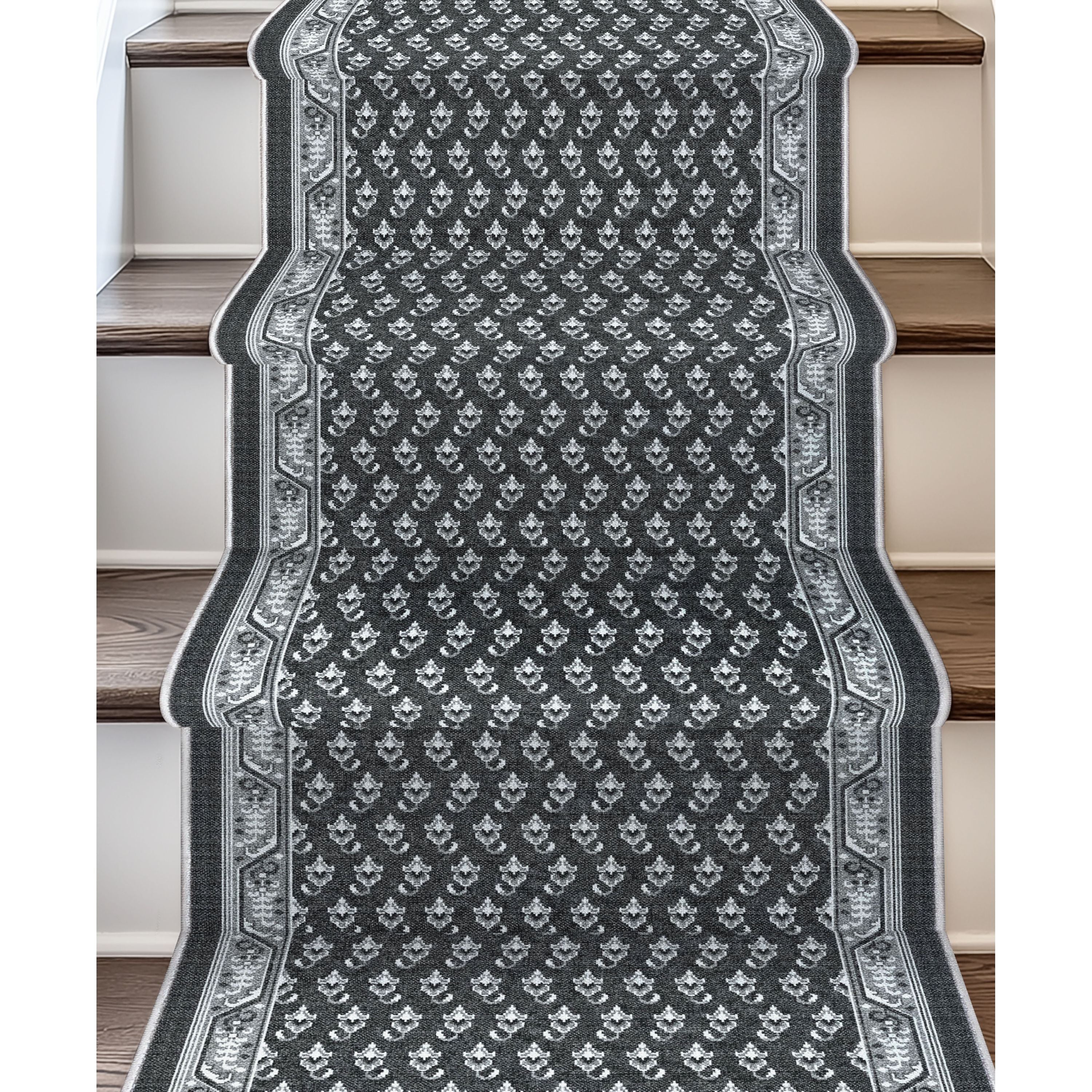 Custom Size Runner Windsor Diamond Midnight Ash Choose Your Width x Choose Your Length Hallway Runner Rug