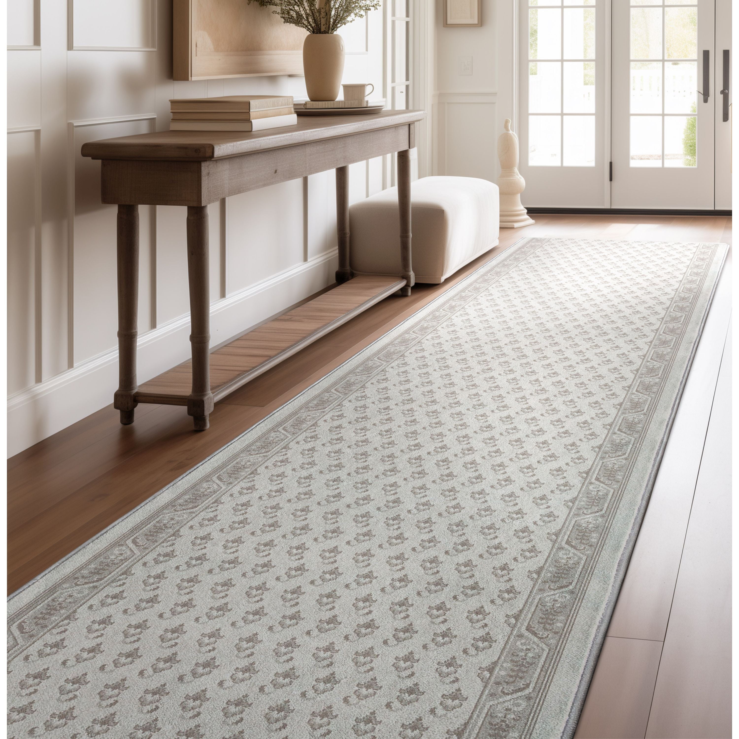 Custom Size Runner Windsor Diamond Frosted Linen Choose Your Width x Choose Your Length Hallway Runner Rug