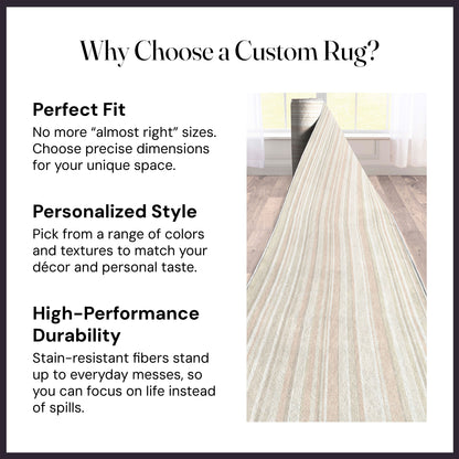 Custom Size Runner Seabreeze Lines Modern Moonlit Ivory Choose Your Width x Choose Your Length Hallway Runner Rug