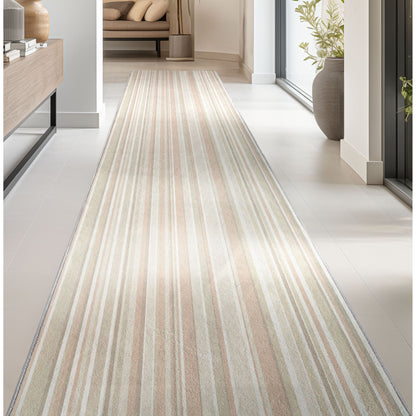 Custom Size Runner Seabreeze Lines Modern Moonlit Ivory Choose Your Width x Choose Your Length Hallway Runner Rug