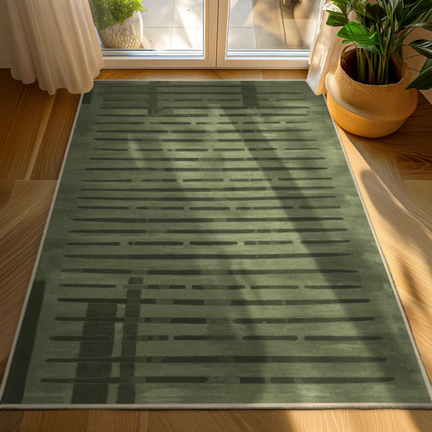 Apollo Elemental Terrane Green Striped Flatwoven Rug