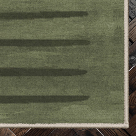 Apollo Elemental Terrane Green Striped Flatwoven Rug