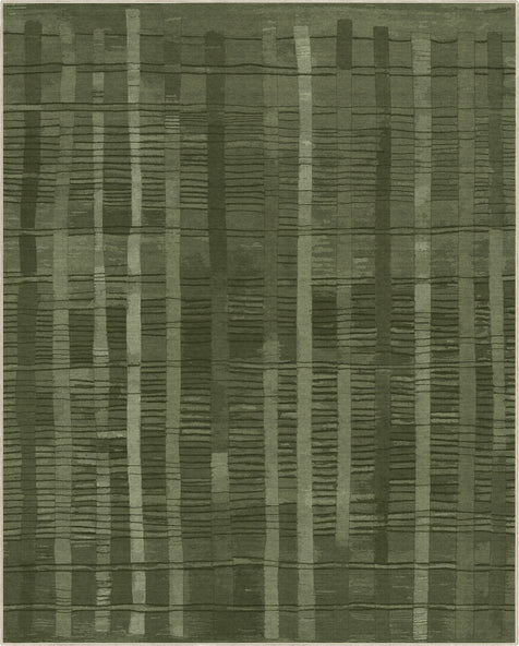 Apollo Elemental Quarry Striped Tribal Green Flat-Pile Rug