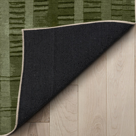 Apollo Elemental Quarry Striped Tribal Green Flat-Pile Rug