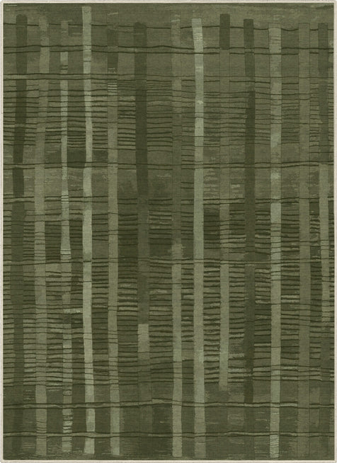 Apollo Elemental Quarry Striped Tribal Green Flat-Pile Rug