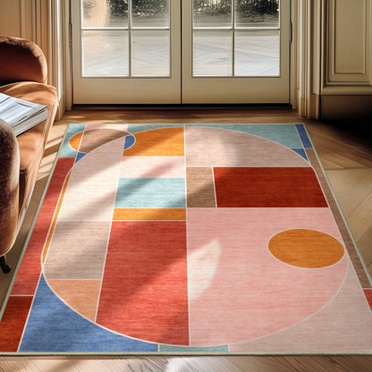 Apollo Essence Multi-Color Pastel Geometric Rug Stain-Resistant & Easy to Clean