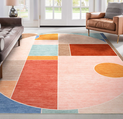 Apollo Essence Multi-Color Pastel Geometric Rug Stain-Resistant & Easy to Clean