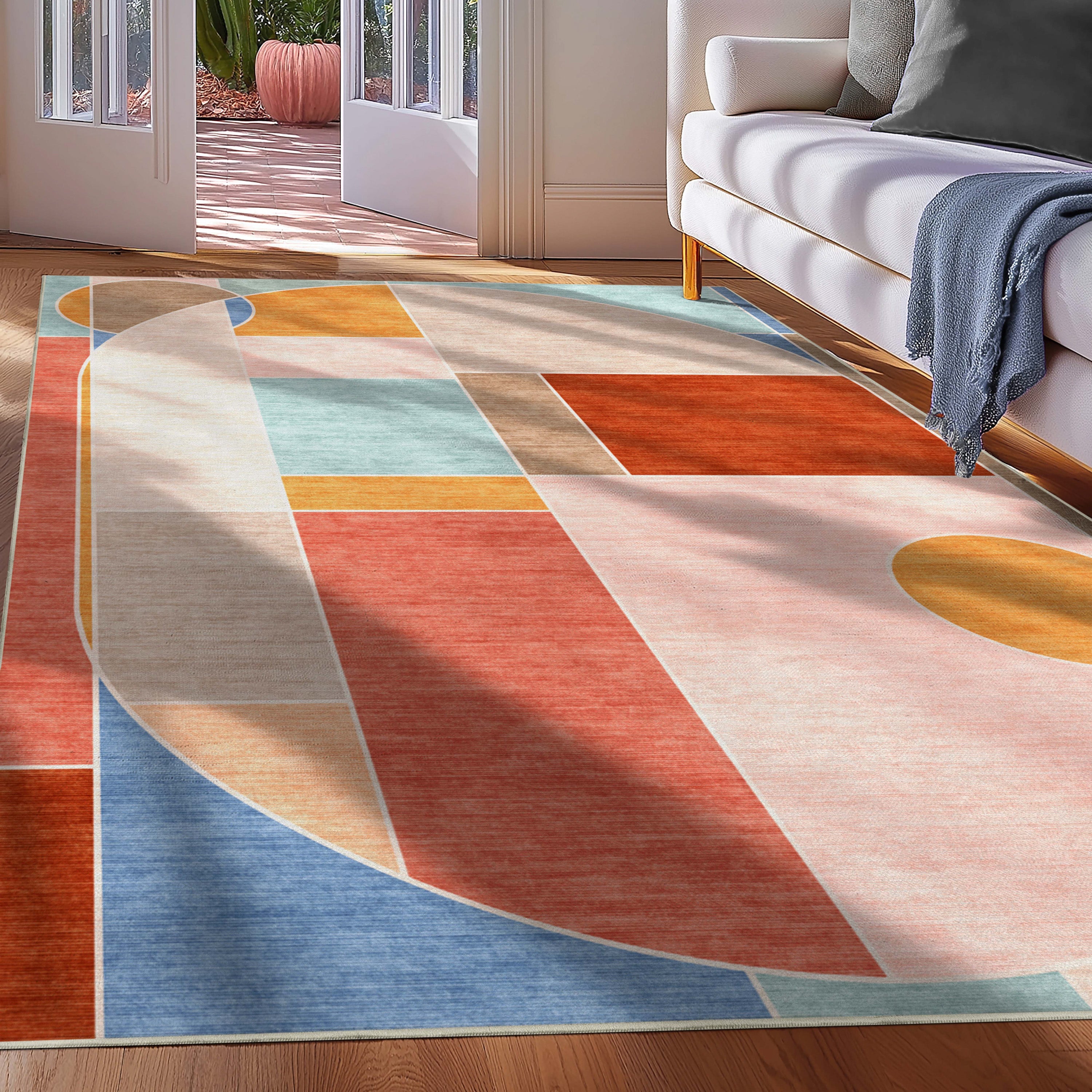 Apollo Essence Multi-Color Pastel Geometric Rug Stain-Resistant & Easy to Clean