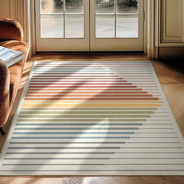 Apollo Odyssey Multi-Color Pastel Striped Rug Stain-Resistant & Easy to Clean