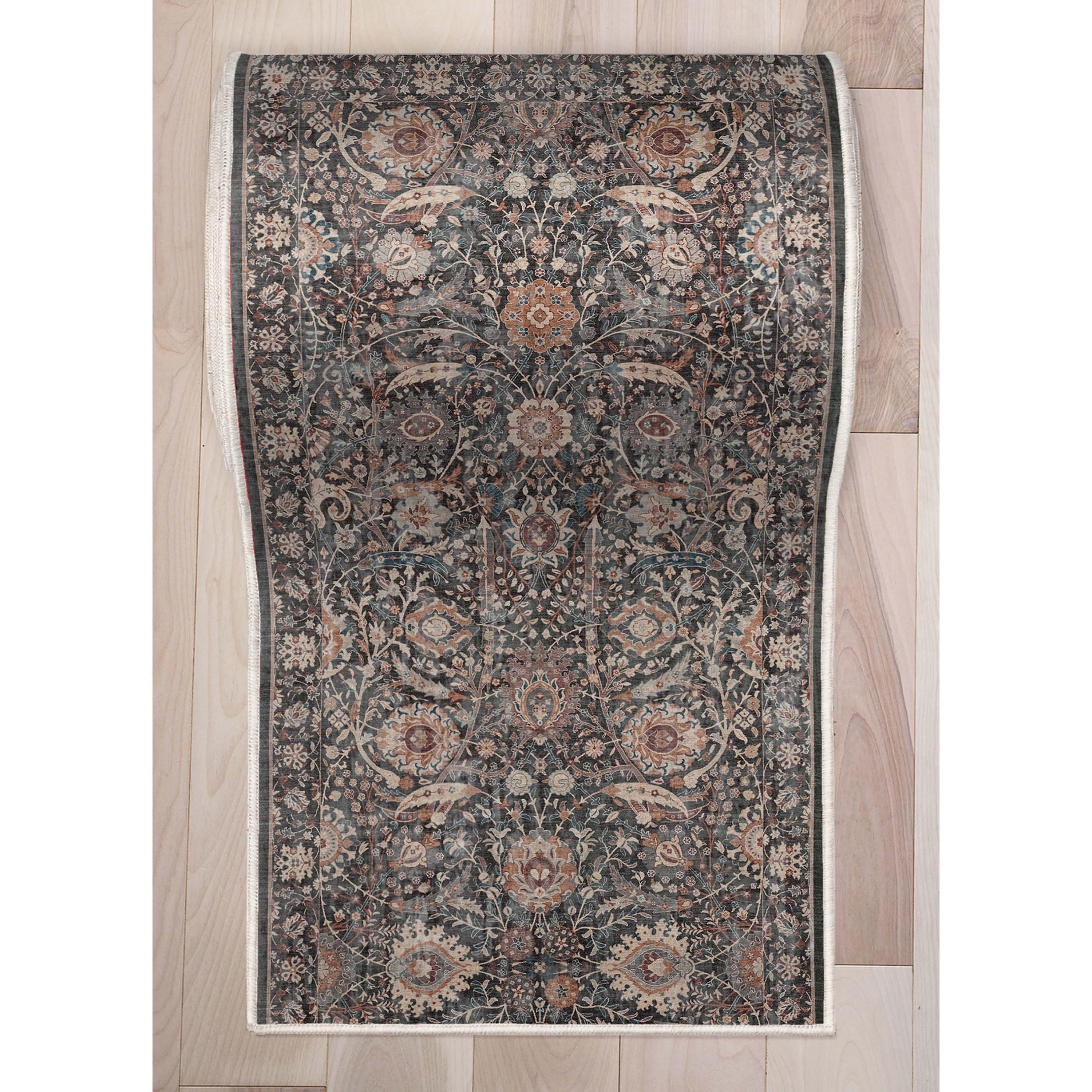 Custom Size Runner Liana Vintage Persian Oriental Charcoal Grey Choose Your Width x Choose Your Length Hallway Runner Rug