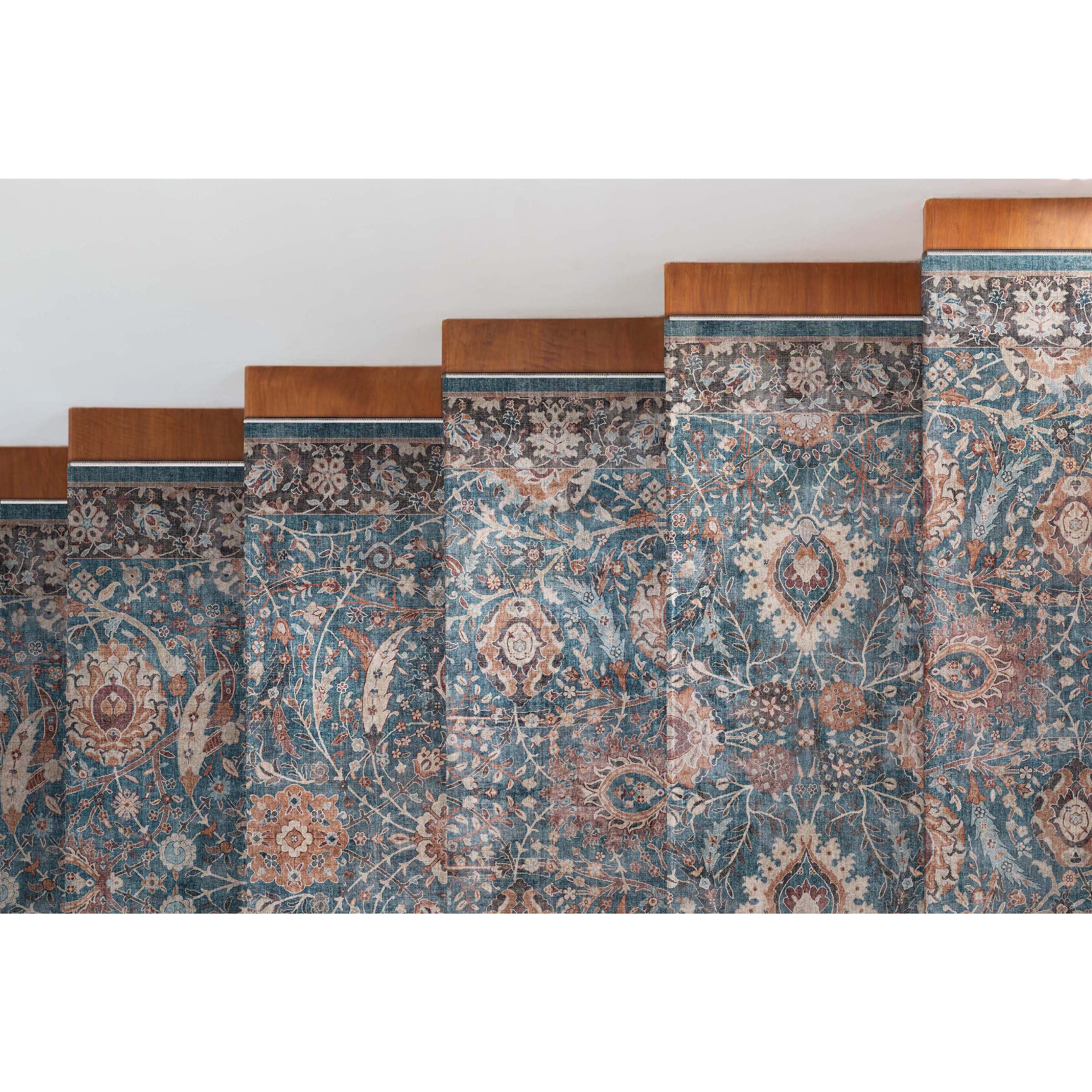 Custom Size Runner Liana Vintage Persian Oriental Teal Choose Your Width x Choose Your Length Hallway Runner Rug