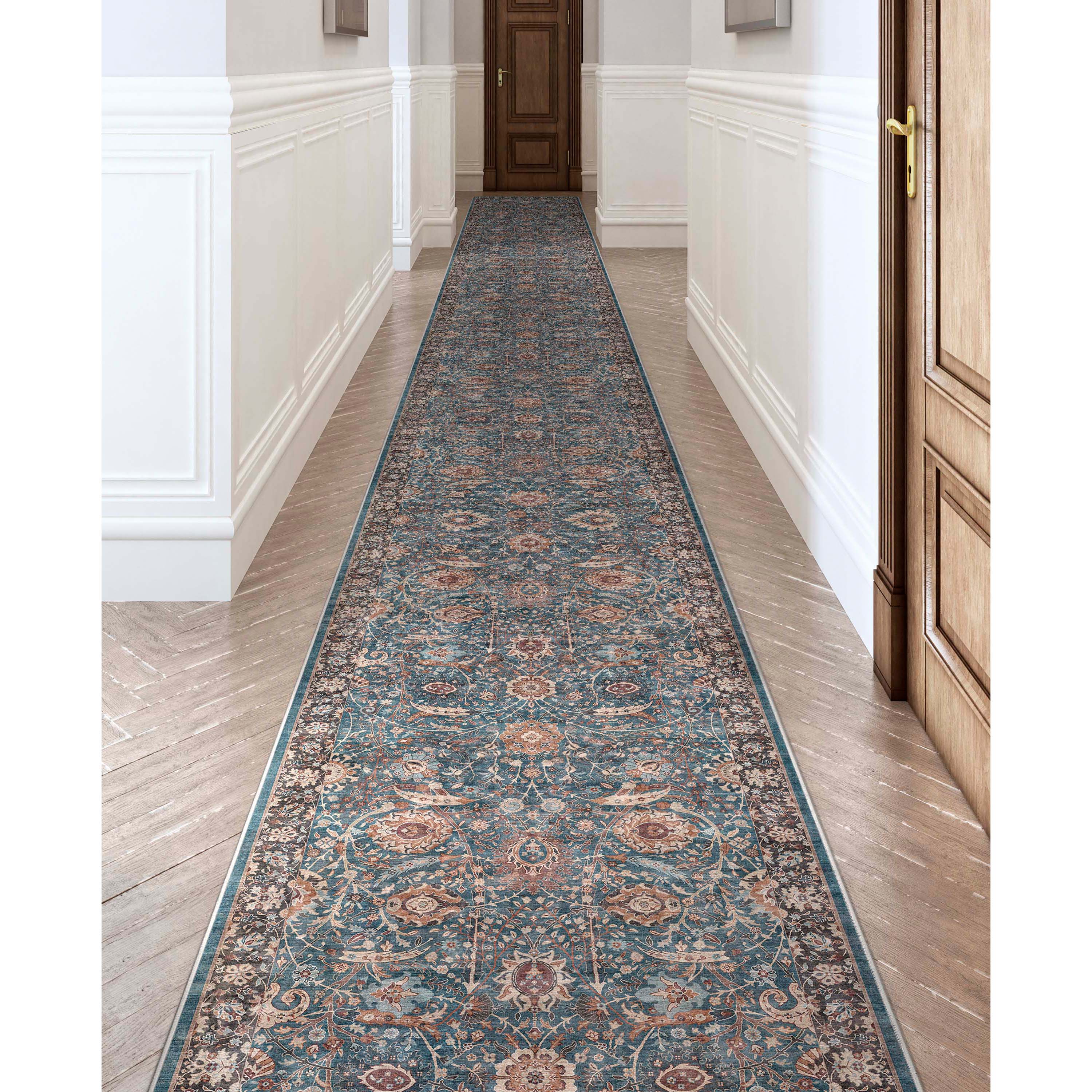 Custom Size Runner Liana Vintage Persian Oriental Teal Choose Your Width x Choose Your Length Hallway Runner Rug