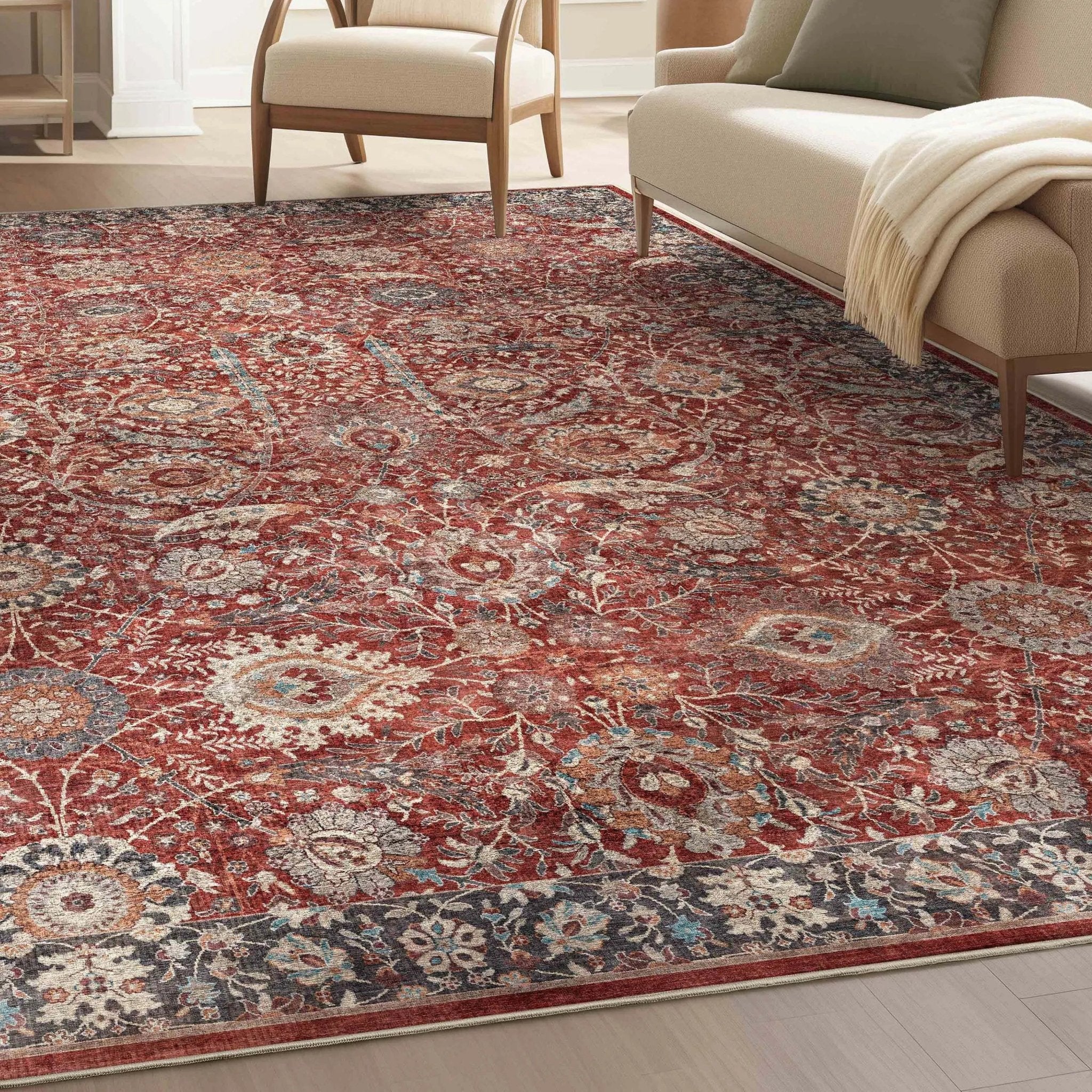 Liana Vintage Oriental Red Flat-Weave Rug Well Woven
