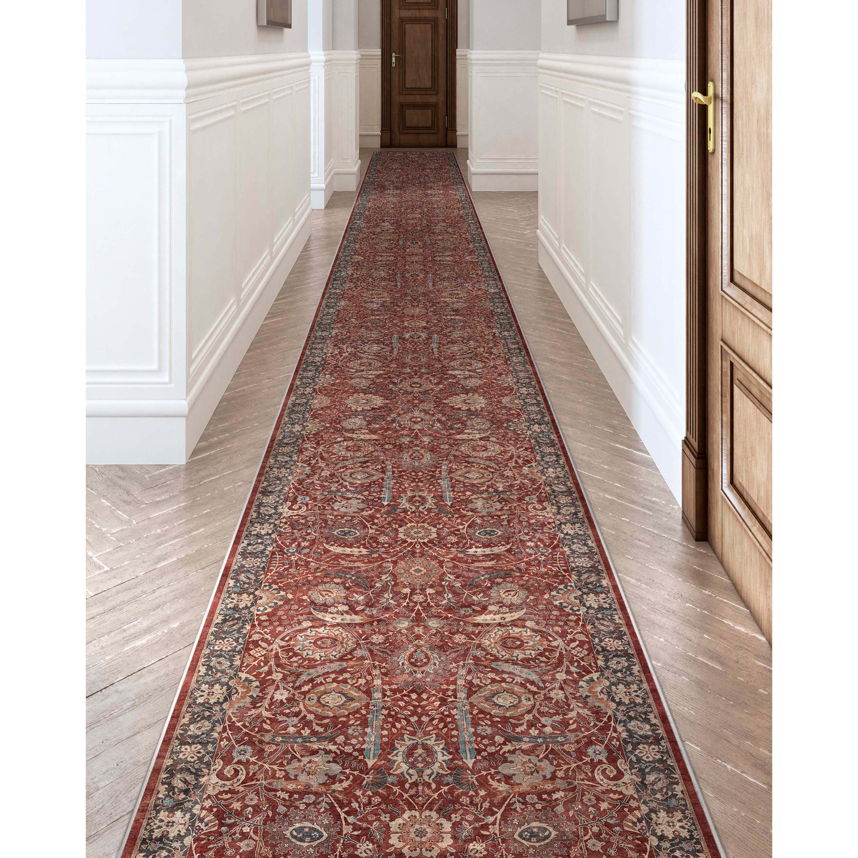 Custom Size Runner Liana Vintage Persian Oriental Red Choose Your Width x Choose Your Length Hallway Runner Rug