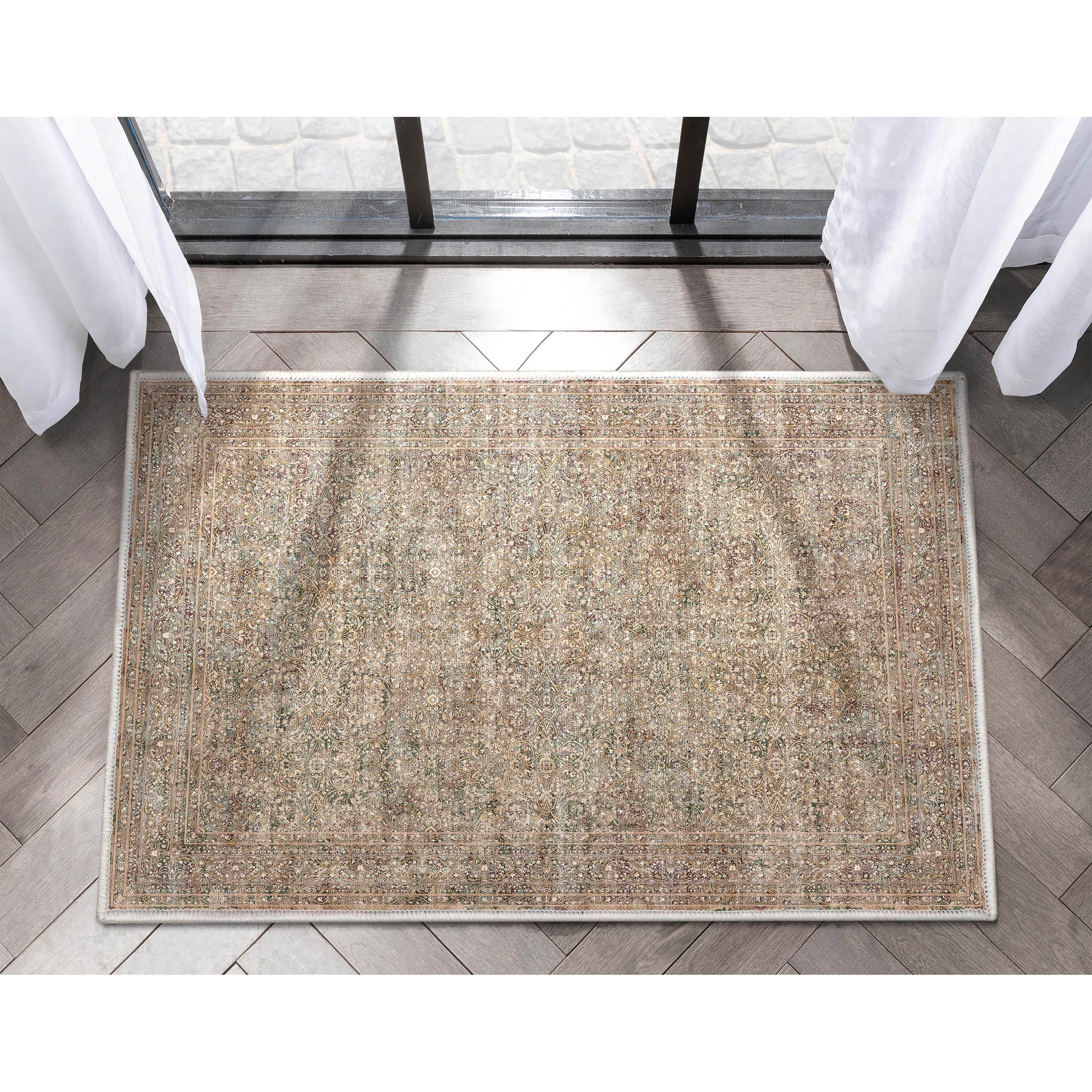 Juliette Vintage Persian Oriental Beige Flat-Weave Rug