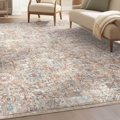 Emilia Vintage Persian Floral Ivory Flat-Weave Rug