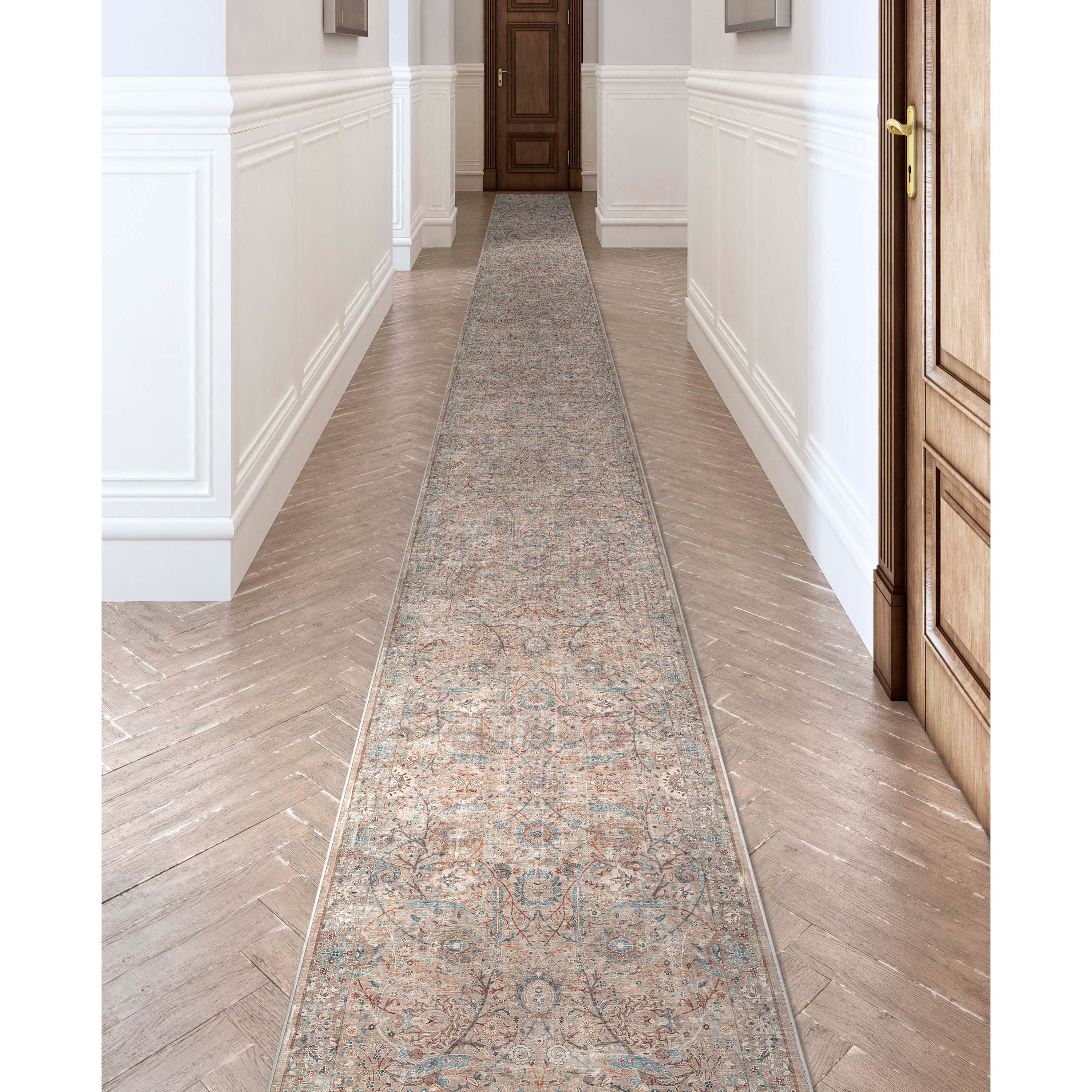 Custom Size Runner Emilia Vintage Persian Oriental Ivory Choose Your Width x Choose Your Length Hallway Runner Rug