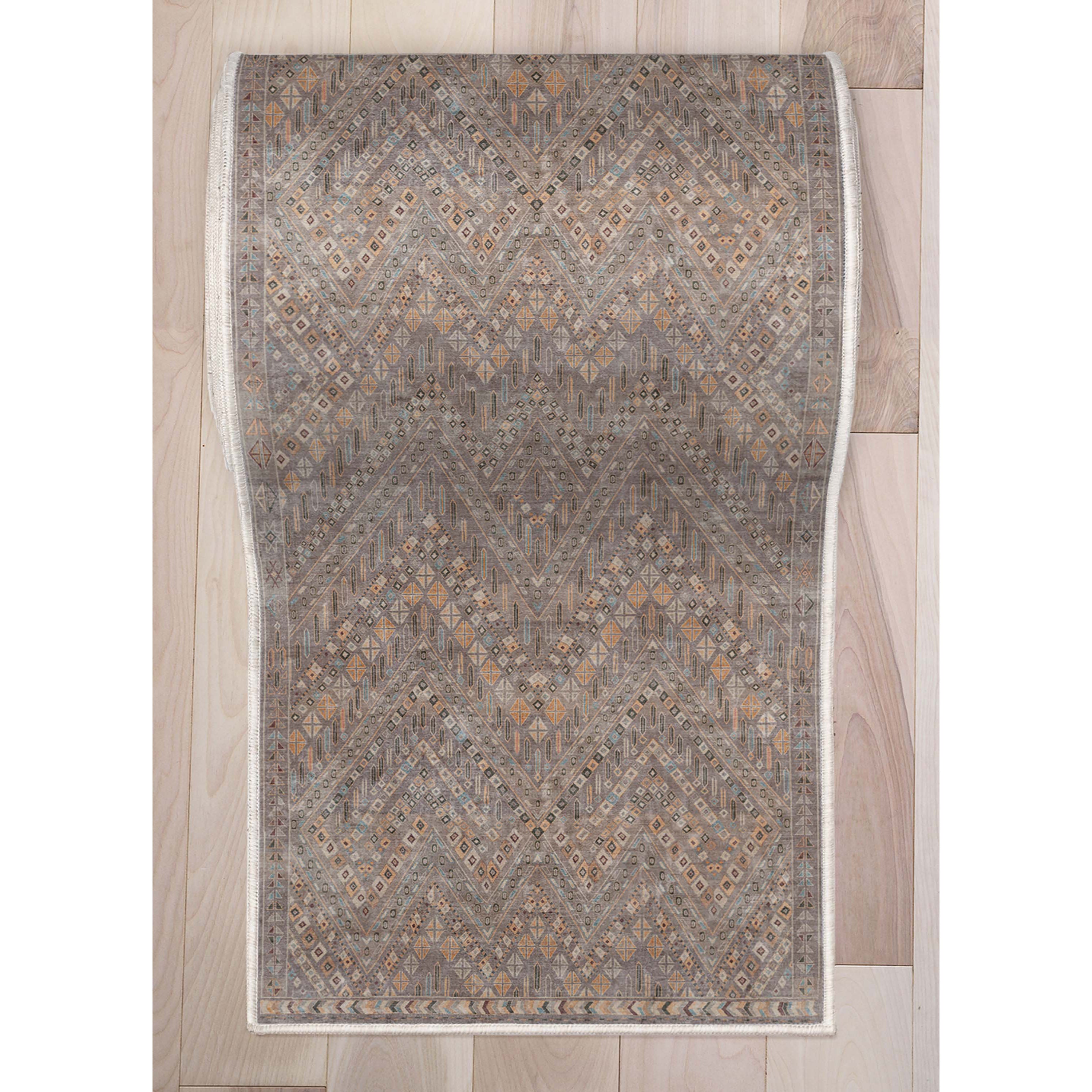 Custom Size Runner Anya Vintage Tribal Grey Choose Your Width x Choose Your Length Hallway Runner Rug