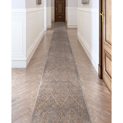 Custom Size Runner Anya Vintage Tribal Grey Choose Your Width x Choose Your Length Hallway Runner Rug