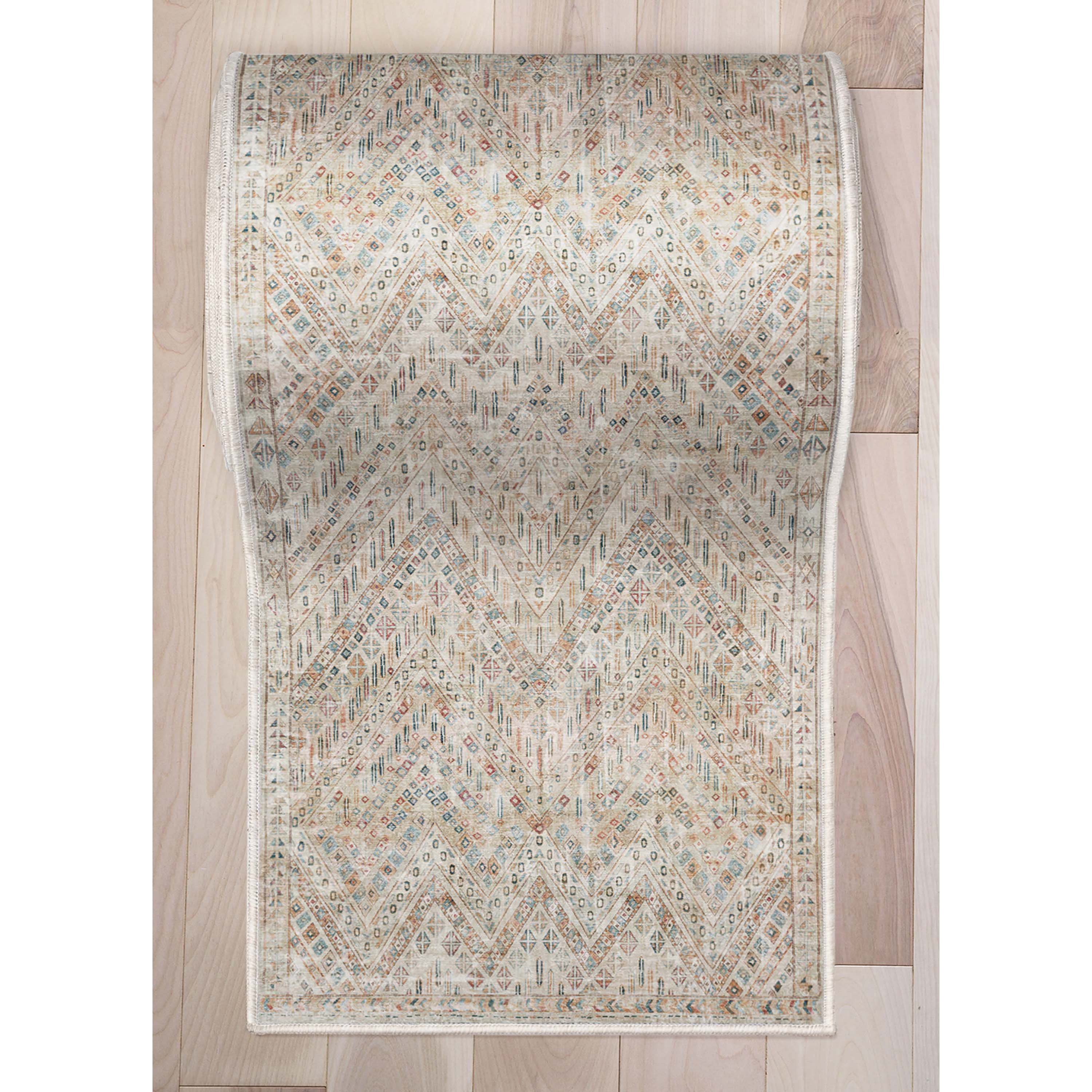 Custom Size Runner Anya Vintage Tribal Ivory Choose Your Width x Choose Your Length Hallway Runner Rug