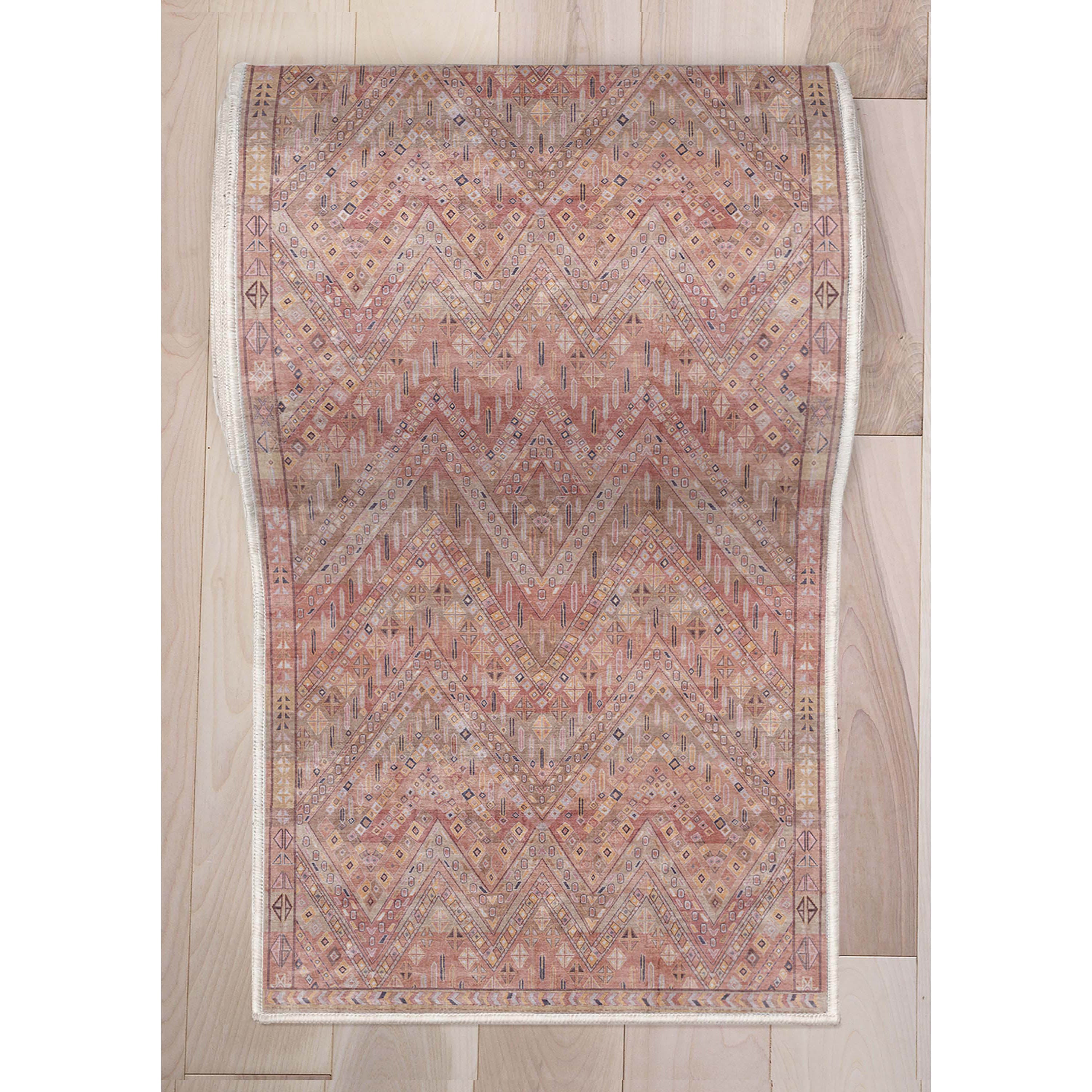 Custom Size Runner Anya Vintage Tribal Red Choose Your Width x Choose Your Length Hallway Runner Rug