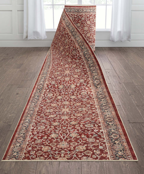 Custom Size Hallway & Stair Runner Rome Vintage Oriental Floral Red Choose Your Width x Choose Your Runner Length