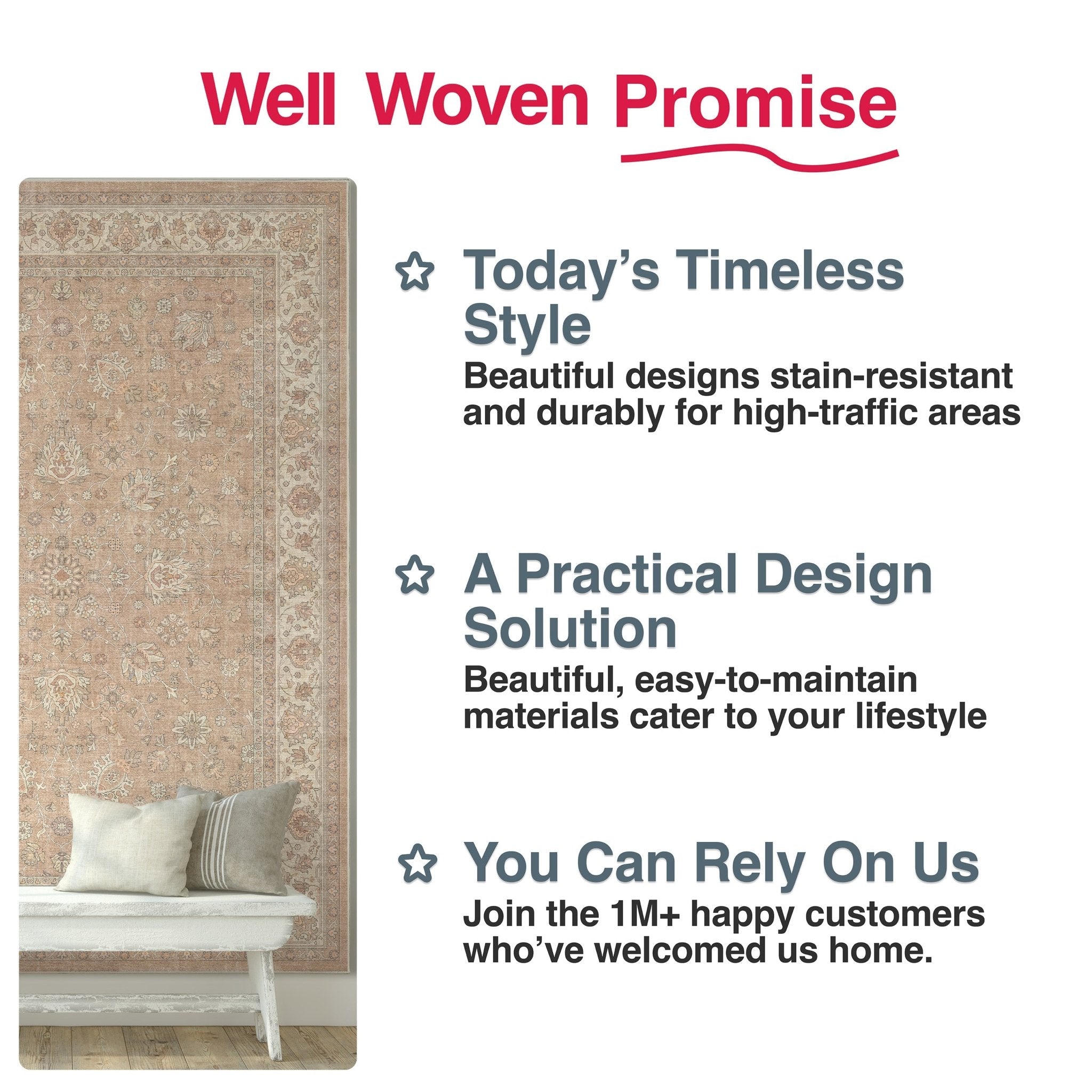 Custom Size Hallway & Stair Runner Rome Vintage Oriental Floral Beige Cream Choose Your Width x Choose Your Runner Length Well Woven
