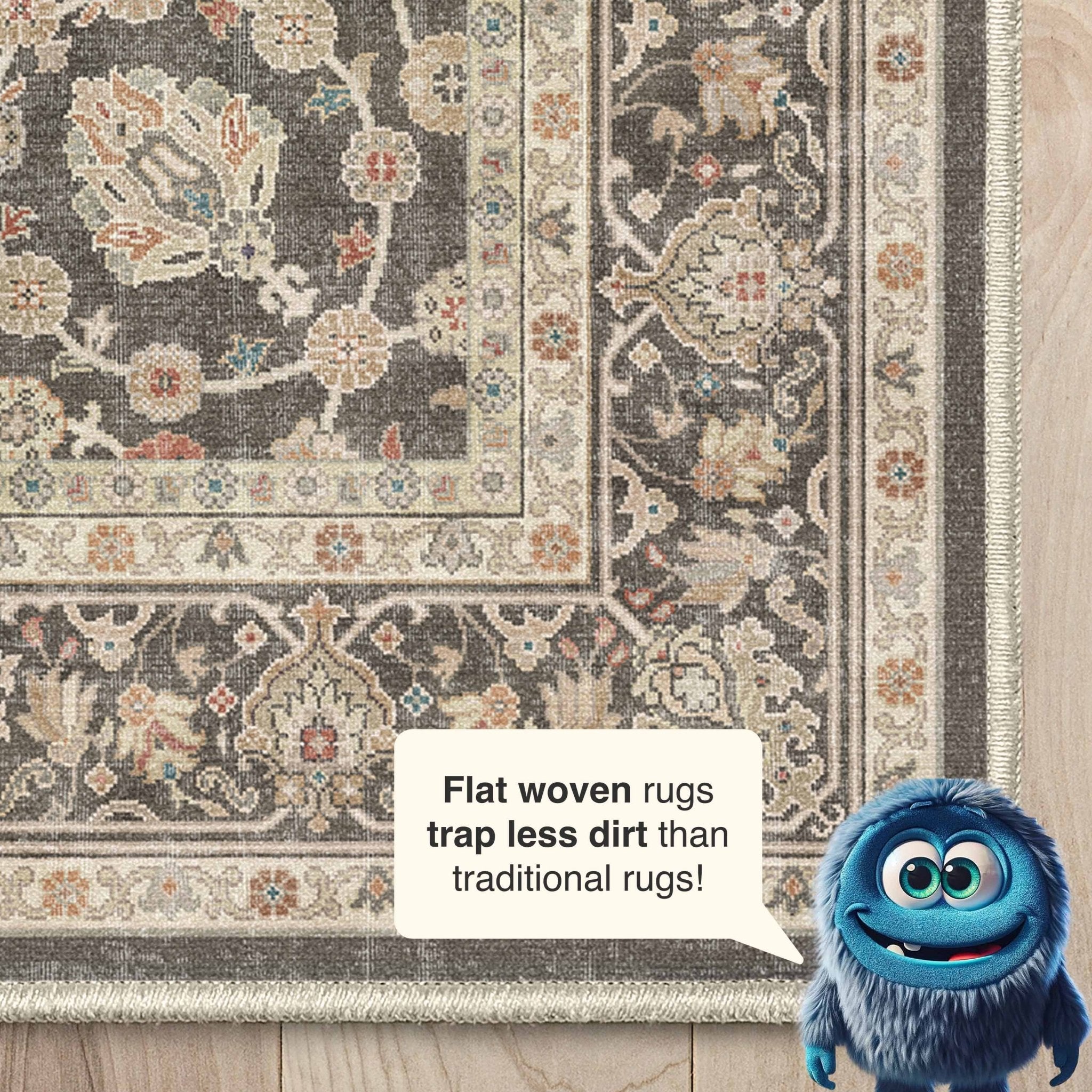 Custom Size Hallway & Stair Runner Rome Vintage Oriental Floral, Pastel Charcoal Brown Choose Your Width x Choose Your Runner Length Well Woven