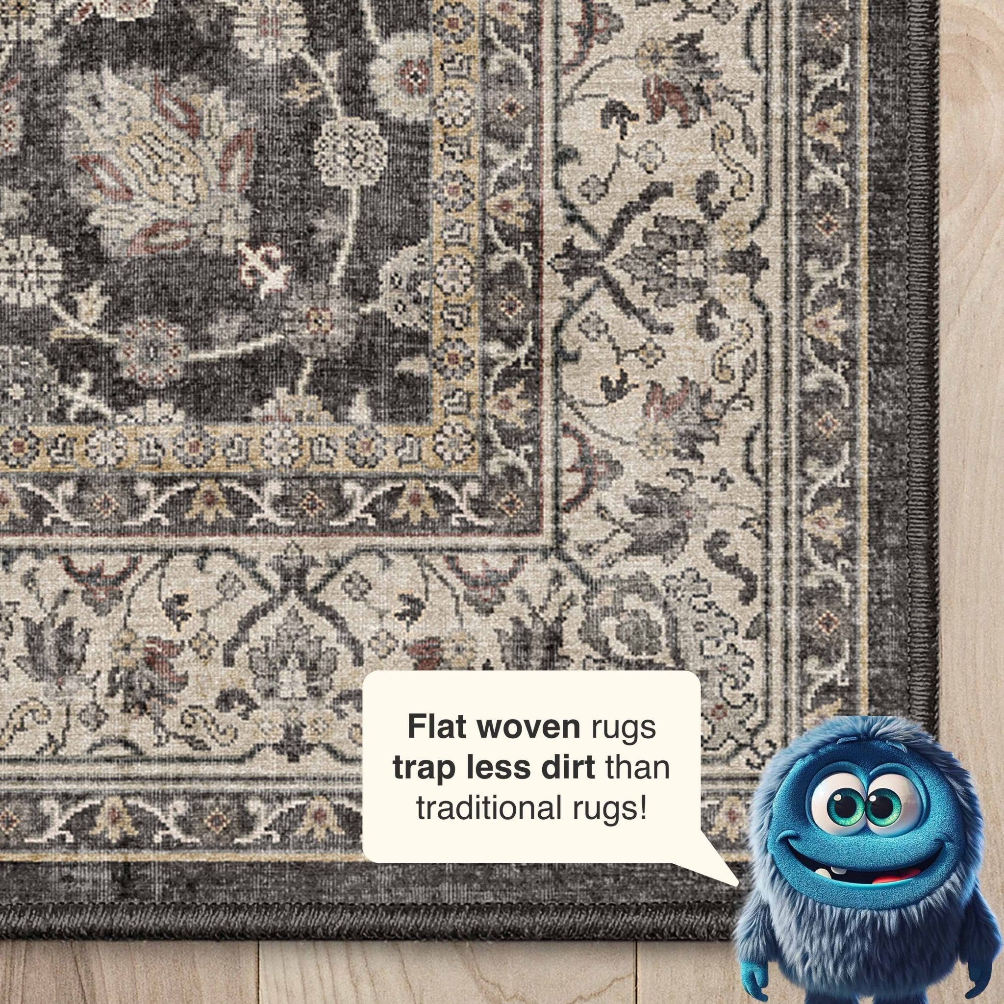 Custom Size Hallway & Stair Runner Rome Vintage Oriental Floral Black Choose Your Width x Choose Your Runner Length Well Woven