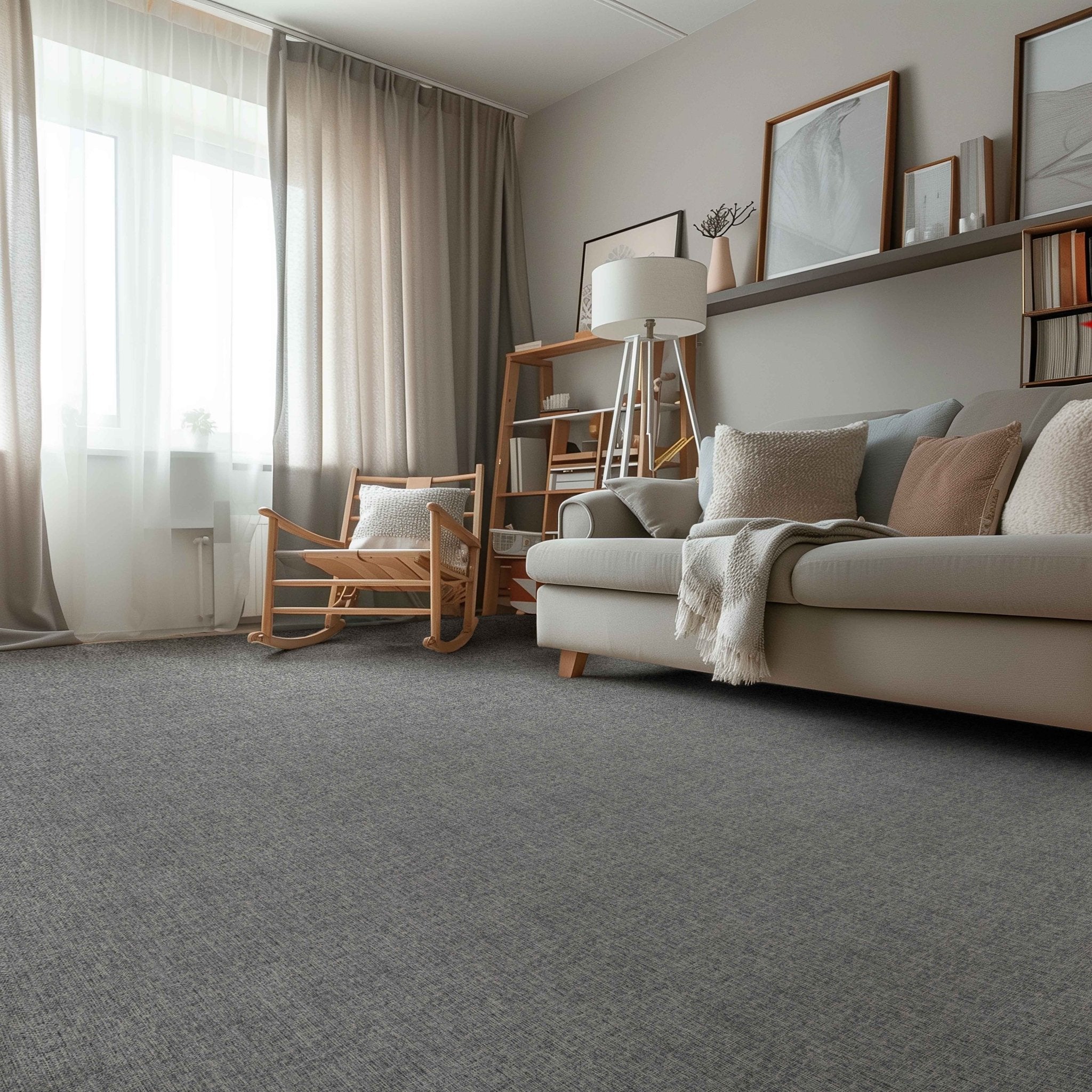 Wilfred Custom Rug - Monochrome Hatch , Low Pile, Easy  Clean, Personalized Sizes - Well Woven - Grey rug in a living room