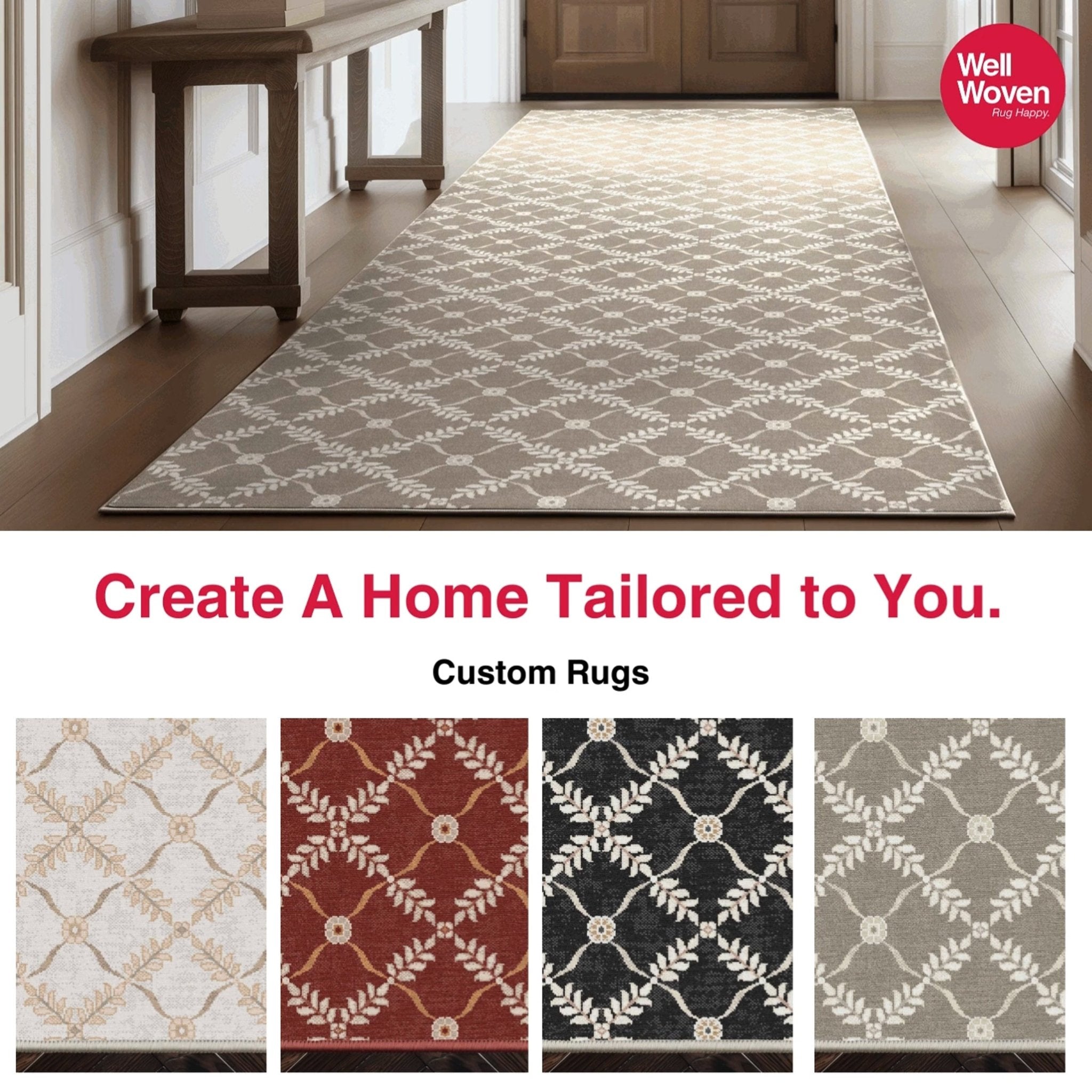 Well Woven - Aldwyn Beige Custom Rug - in an entrway