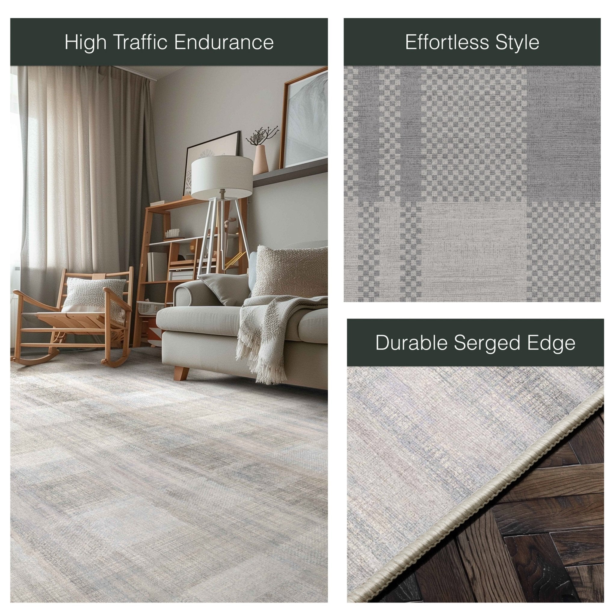Well Woven - Penda Custom Rug - grey and cream rug in a modern living room