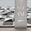 Mid-Century Modern Geometric Black & White Mosaic Pattern Flat Pile Rug