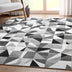 Mid-Century Modern Geometric Black & White Mosaic Pattern Flat Pile Rug