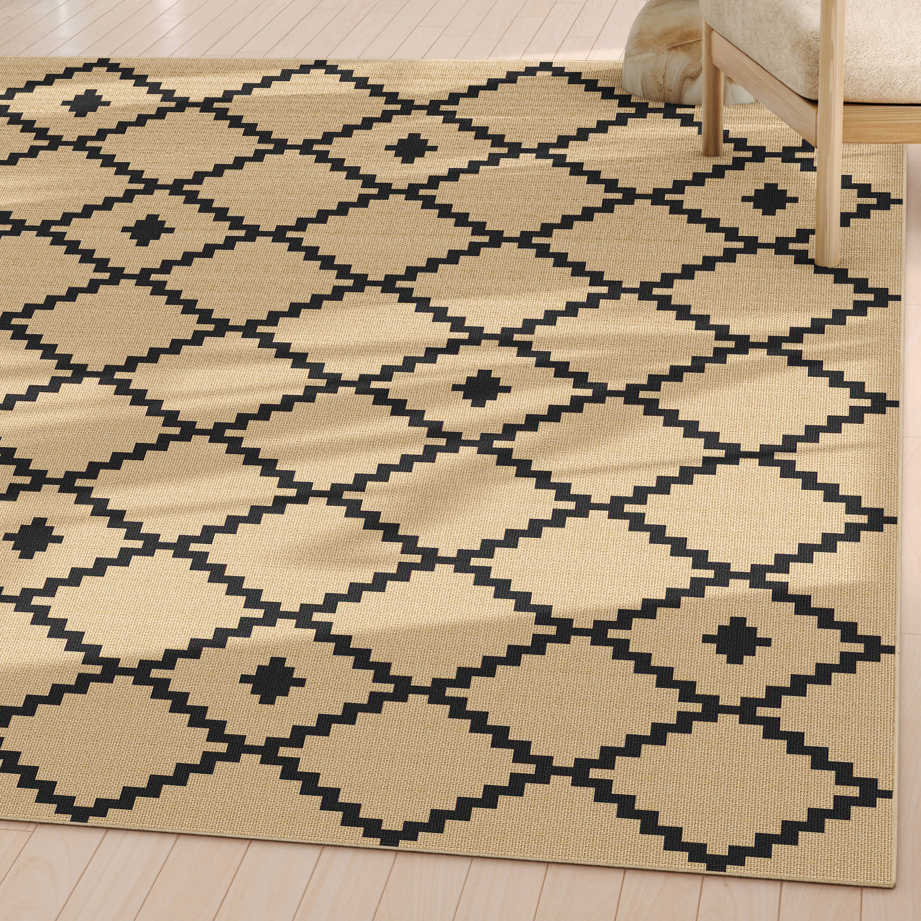 Well-Jute Akita Moroccan Lattice Flatweave Rug